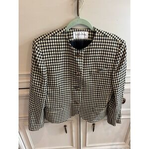 Vintage Jones New York Black White Geometric Skirt Suit Wool Size 10 Made‎ USA